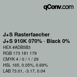 Farbcode: J+S Rasterfaecher - J+S 910K 070% · Black 0% | qconv.com