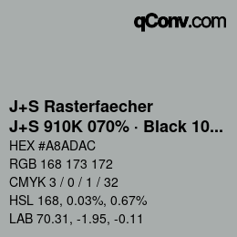 Code couleur: J+S Rasterfaecher - J+S 910K 070% · Black 10% | qconv.com