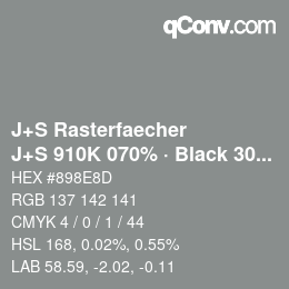 カラーコード: J+S Rasterfaecher - J+S 910K 070% · Black 30% | qconv.com