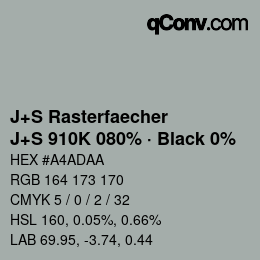 Code couleur: J+S Rasterfaecher - J+S 910K 080% · Black 0% | qconv.com