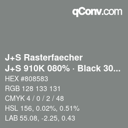 Farbcode: J+S Rasterfaecher - J+S 910K 080% · Black 30% | qconv.com