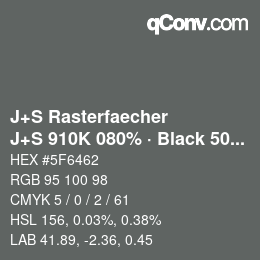 カラーコード: J+S Rasterfaecher - J+S 910K 080% · Black 50% | qconv.com