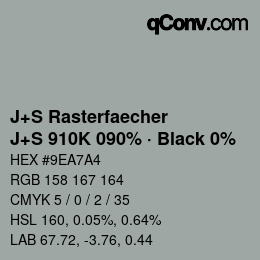 Farbcode: J+S Rasterfaecher - J+S 910K 090% · Black 0% | qconv.com
