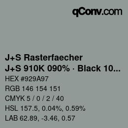Farbcode: J+S Rasterfaecher - J+S 910K 090% · Black 10% | qconv.com