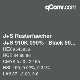 Farbcode: J+S Rasterfaecher - J+S 910K 090% · Black 50% | qconv.com