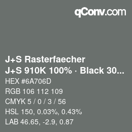 Code couleur: J+S Rasterfaecher - J+S 910K 100% · Black 30% | qconv.com