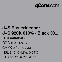 Farbcode: J+S Rasterfaecher - J+S 920K 010% · Black 30% | qconv.com
