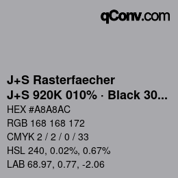 Color code: J+S Rasterfaecher - J+S 920K 010% · Black 30% | qconv.com