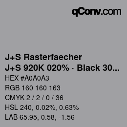 Code couleur: J+S Rasterfaecher - J+S 920K 020% · Black 30% | qconv.com