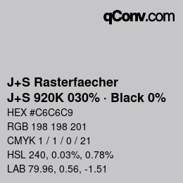 Farbcode: J+S Rasterfaecher - J+S 920K 030% · Black 0% | qconv.com