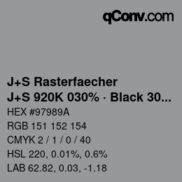 Farbcode: J+S Rasterfaecher - J+S 920K 030% · Black 30% | qconv.com