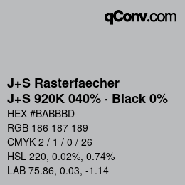 Farbcode: J+S Rasterfaecher - J+S 920K 040% · Black 0% | qconv.com