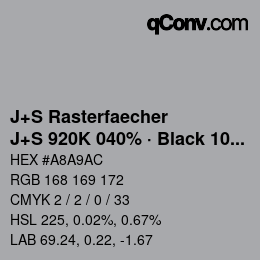 Farbcode: J+S Rasterfaecher - J+S 920K 040% · Black 10% | qconv.com