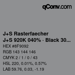 Farbcode: J+S Rasterfaecher - J+S 920K 040% · Black 30% | qconv.com