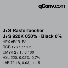 Color code: J+S Rasterfaecher - J+S 920K 050% · Black 0% | qconv.com