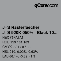 Code couleur: J+S Rasterfaecher - J+S 920K 050% · Black 10% | qconv.com