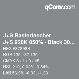 Color code: J+S Rasterfaecher - J+S 920K 050% · Black 30% | qconv.com