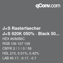 Farbcode: J+S Rasterfaecher - J+S 920K 050% · Black 50% | qconv.com