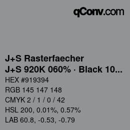 Code couleur: J+S Rasterfaecher - J+S 920K 060% · Black 10% | qconv.com