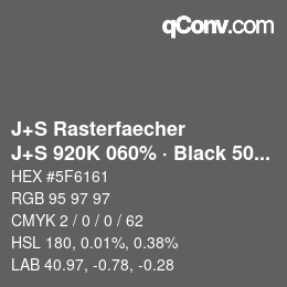 Farbcode: J+S Rasterfaecher - J+S 920K 060% · Black 50% | qconv.com