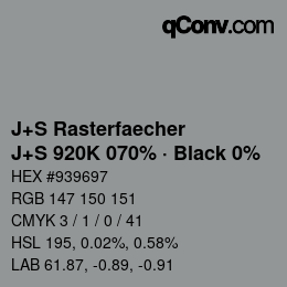 Code couleur: J+S Rasterfaecher - J+S 920K 070% · Black 0% | qconv.com