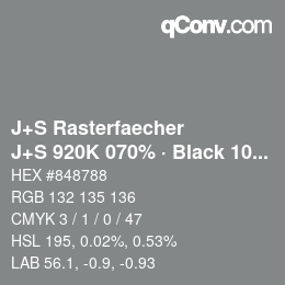Farbcode: J+S Rasterfaecher - J+S 920K 070% · Black 10% | qconv.com
