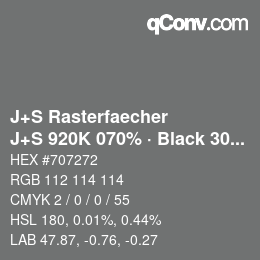 カラーコード: J+S Rasterfaecher - J+S 920K 070% · Black 30% | qconv.com