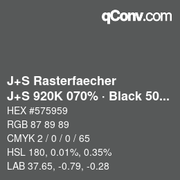Code couleur: J+S Rasterfaecher - J+S 920K 070% · Black 50% | qconv.com
