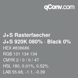Code couleur: J+S Rasterfaecher - J+S 920K 080% · Black 0% | qconv.com