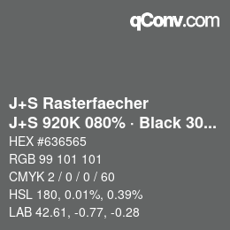 Code couleur: J+S Rasterfaecher - J+S 920K 080% · Black 30% | qconv.com