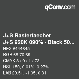 Code couleur: J+S Rasterfaecher - J+S 920K 090% · Black 50% | qconv.com