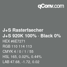 Farbcode: J+S Rasterfaecher - J+S 920K 100% · Black 0% | qconv.com