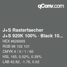カラーコード: J+S Rasterfaecher - J+S 920K 100% · Black 10% | qconv.com