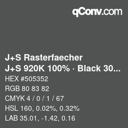 Farbcode: J+S Rasterfaecher - J+S 920K 100% · Black 30% | qconv.com