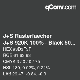 Farbcode: J+S Rasterfaecher - J+S 920K 100% · Black 50% | qconv.com