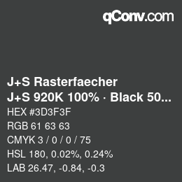 Color code: J+S Rasterfaecher - J+S 920K 100% · Black 50% | qconv.com