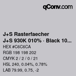 Farbcode: J+S Rasterfaecher - J+S 930K 010% · Black 10% | qconv.com