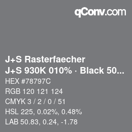 Farbcode: J+S Rasterfaecher - J+S 930K 010% · Black 50% | qconv.com