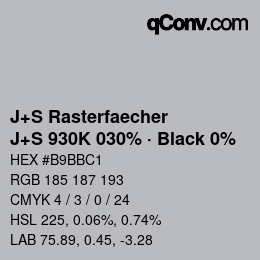 Color code: J+S Rasterfaecher - J+S 930K 030% · Black 0% | qconv.com