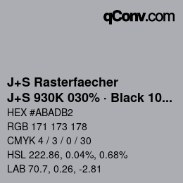 Farbcode: J+S Rasterfaecher - J+S 930K 030% · Black 10% | qconv.com