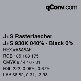 Farbcode: J+S Rasterfaecher - J+S 930K 040% · Black 0% | qconv.com