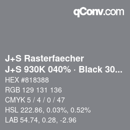Farbcode: J+S Rasterfaecher - J+S 930K 040% · Black 30% | qconv.com