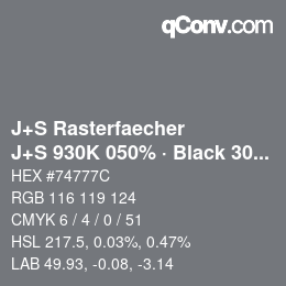 Farbcode: J+S Rasterfaecher - J+S 930K 050% · Black 30% | qconv.com