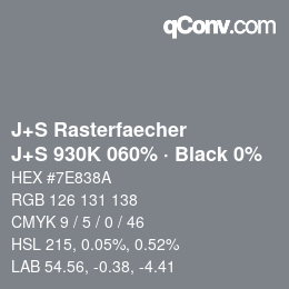 Farbcode: J+S Rasterfaecher - J+S 930K 060% · Black 0% | qconv.com