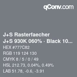 Farbcode: J+S Rasterfaecher - J+S 930K 060% · Black 10% | qconv.com