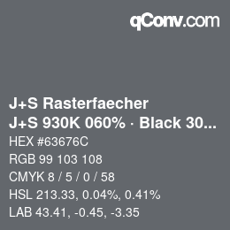 Farbcode: J+S Rasterfaecher - J+S 930K 060% · Black 30% | qconv.com