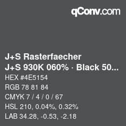 Code couleur: J+S Rasterfaecher - J+S 930K 060% · Black 50% | qconv.com