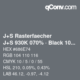 カラーコード: J+S Rasterfaecher - J+S 930K 070% · Black 10% | qconv.com