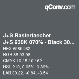 Farbcode: J+S Rasterfaecher - J+S 930K 070% · Black 30% | qconv.com