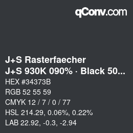 Code couleur: J+S Rasterfaecher - J+S 930K 090% · Black 50% | qconv.com